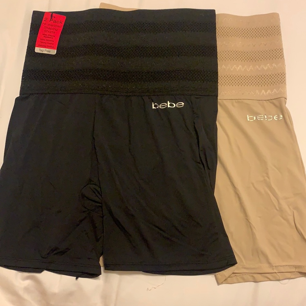 Bebe 2 pack hi waisted shaping shorts